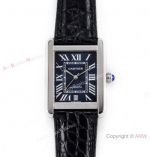 (ER) Grade 1A SwissTank Solo Cartier Watch Copy SS Black Roman Face